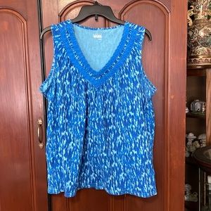 Basic Editions Cute Designs Thick Strapped V Neck Macrame Cami Size XL